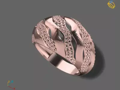 Women Stone Rings Diamond 3D print model 6