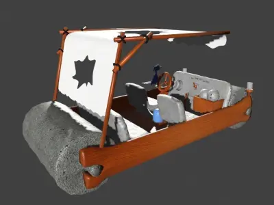 Fred Flintstones Cartoon Car Low-poly 3D model