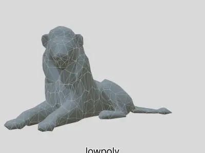 Realistic Lion 3D Model with Detailed Mane Low-poly 3D model