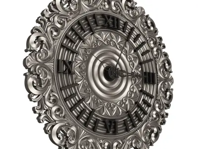 Classic Wall Clock 018 Chrome Low-poly 3D model