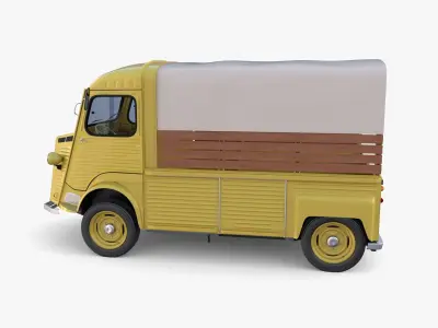 Generic 40s Van Pick Up with interior v1 3D model