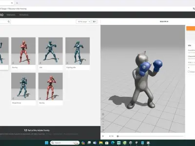 Boxing Wolf Animal Animated Low-poly 3D model