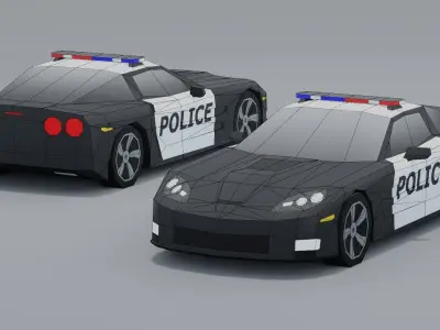 Low Poly Police car pack Low-poly 3D model