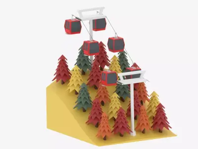 Autumn Hill Forest Cable Car 3D model