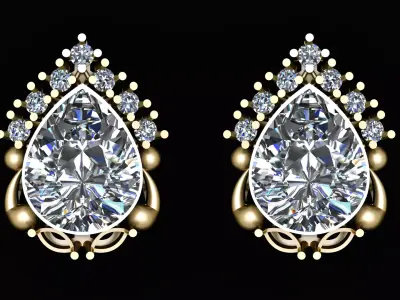 PEAR SHAPE DIAMOND EARRING 3D PRINTABLE MODEL 3D print model
