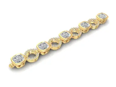 Luxury Gold Bracelet with Cushion Cut and Pave Links 1359 3D print model