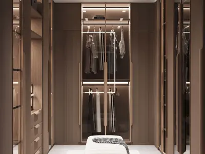 Luxury Dressing Room  Walk-in Wardrobe  3D Interior Scene Low-poly 3D model