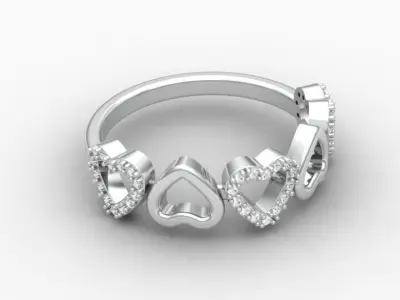 A Symphony of Hearts Yellow Gold Lab Grown Diamond Heart Band  3D print model