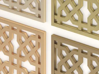 Arabic Islamic pattern decorative gold plaster 3D model