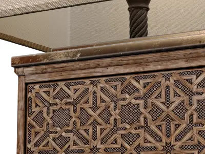 Large table lamp in oriental style Wood Arabic Nightstand  3D model