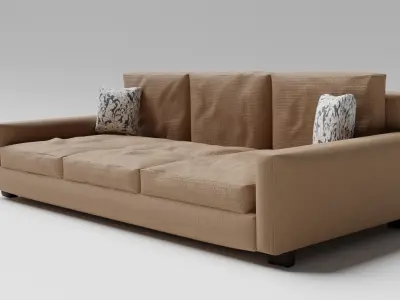 Sofa Couch With White Small Pillows - Sofa Model For Living Room 3D model