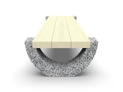 Concrete bench Ladeika with stone chips and wood 3D model