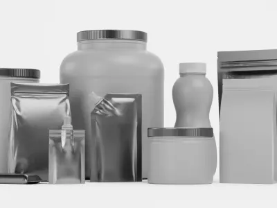 10 Sport Nutrition Containers - Product Packaging Collection Low-poly 3D model