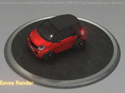 City Car 37 Small Type-E Red Low-poly 3D model