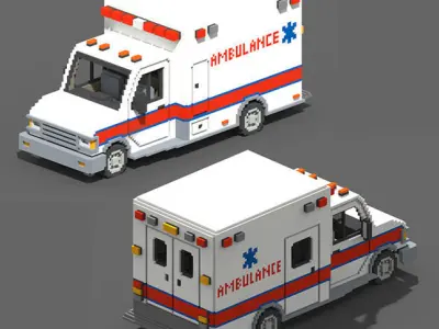 Voxel Vehicles Pack 24 Vehicles Low-poly 3D model