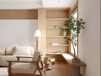 Modern living room dining room interior scenes 123 3D model