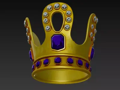 Golden Crown with Emerald Gems 3D model