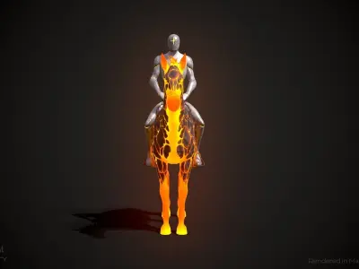 Fire Horse Animated Asset Low-poly 3D model