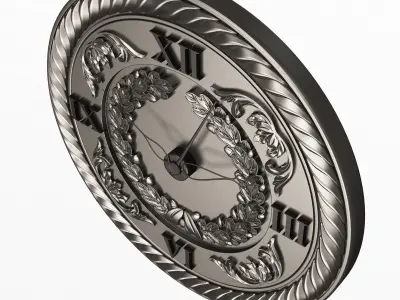 Classic Wall Clock 06 Chrome Low-poly 3D model