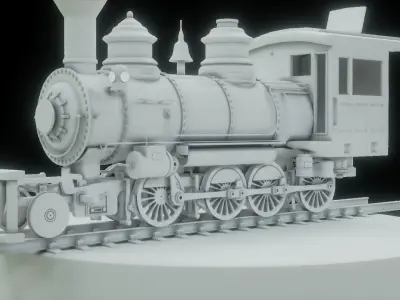 Old Steam Locomotive 3D model