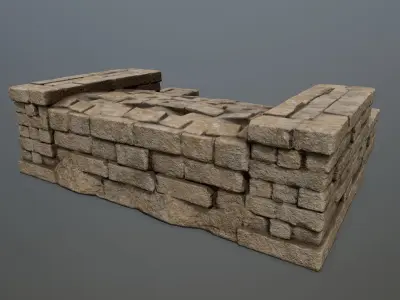 Ruin Stairs Low-poly 3D model
