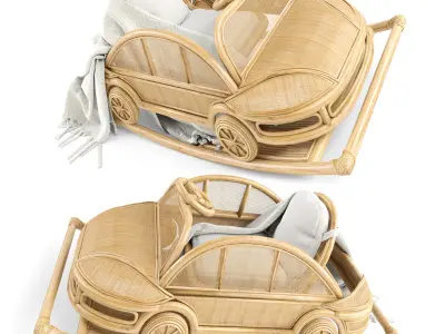 Kids Rattan VW rocking car 3D model