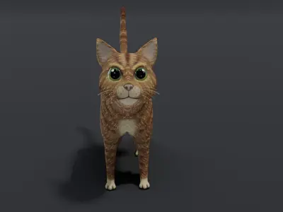Cartoon Cat Orange 3D Model Low-poly 3D model