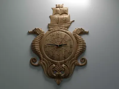 Seahorses Clock - 3D Stl file for CNC 3D model