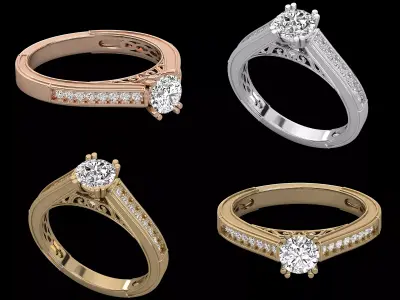 Classic Channel Set Solitaire Ring CAD Design Luxury Model 3D print model