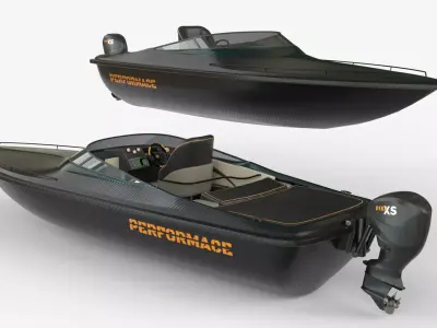 Black Fiber Speedboat 3D Model 3D model