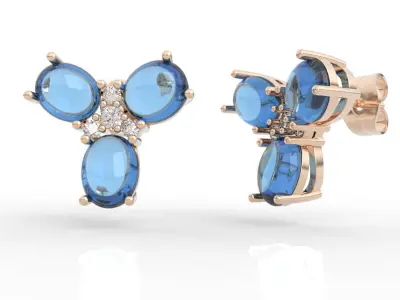 Colorful Gemstone Stud Earrings 3D print model
