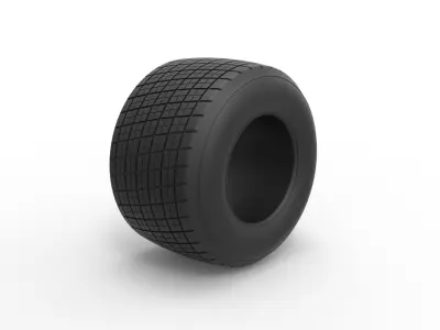 Dirt Sprint racing tire 4 Scale 1 to 25 3D print model