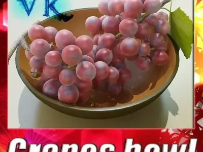 Red Grapes in Bowl 12 3D model