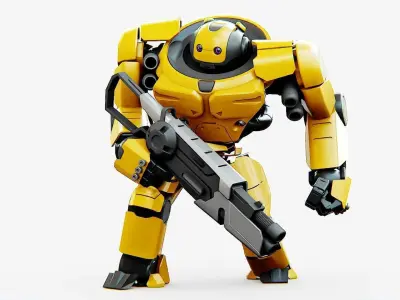 Doom Fighter V-4 Rigged for Unreal Engine - Unity - MIXAMO 3D model