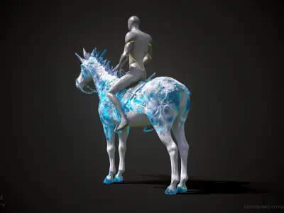 Frozen Horse Animated Asset Low-poly 3D model