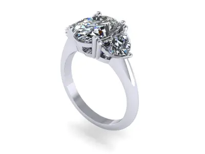 Three-stone Diamond Ring 3D print model