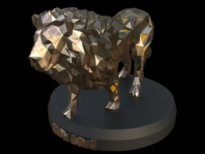 Steampunk Lion Low-poly 3D model