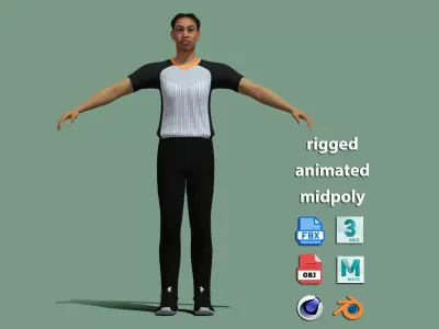 T-Pose Rigged WNBA referee 3D model