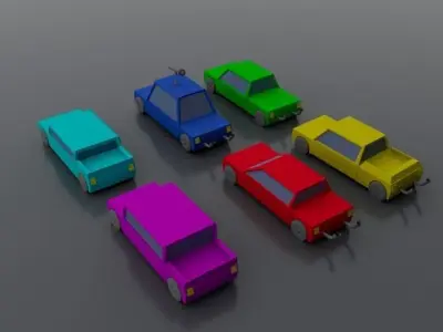 Low Poly 6 Racing Car Collection Low-poly 3D model