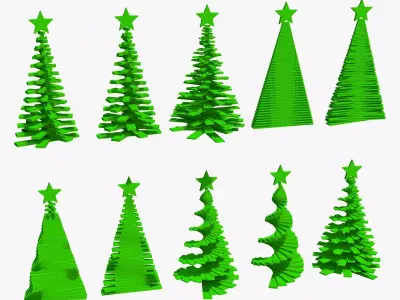 Geometric Christmas Trees Set M1 3D model