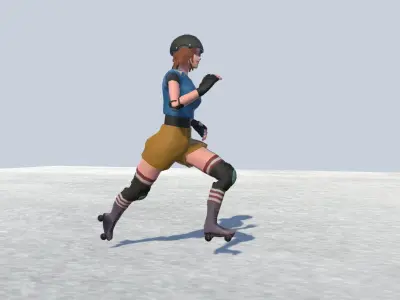 inline skater female avatar Rigged Low-poly 3D model