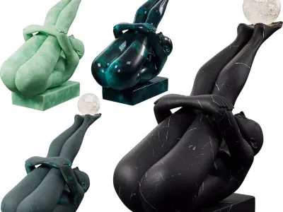 Balancing Human Figure with Light Sphere Low-poly 3D model