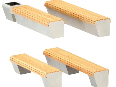 Outdoor park bench with an urn 3D model