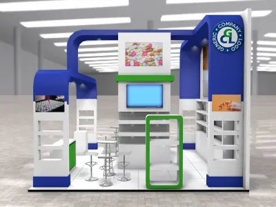 Exhibition Stand Booth stall 6x6m Height 500cm 3 Sides Open 3D model