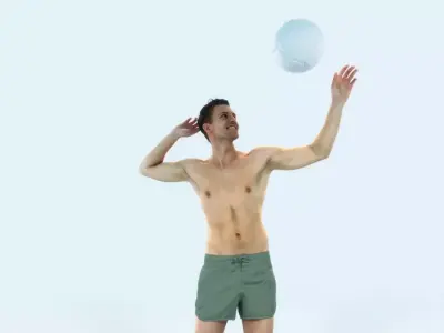 Virtue 04H Beach Serving Sports Man Low-poly 3D model