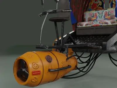 cyberpunk desi sci-fi vehicle 3d model with PBR texture 3D model