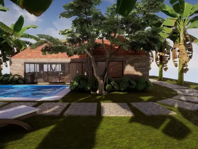 Pool House  Low-poly 3D model