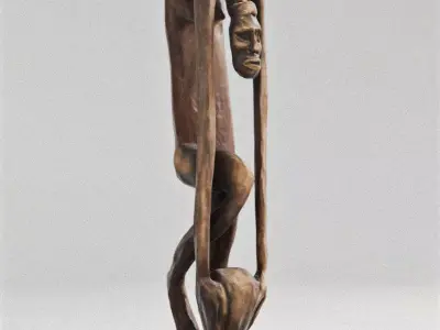 Guadeloupe Woman Wooden Sculpture 3D model