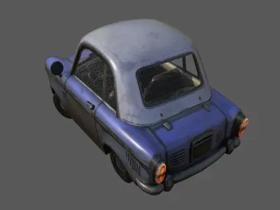 Toon Taxi car blue 3D model Low-poly 3D model