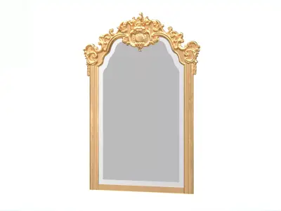 Baroque Ornate Wall Mirror Gold Frame Low-poly 3D model